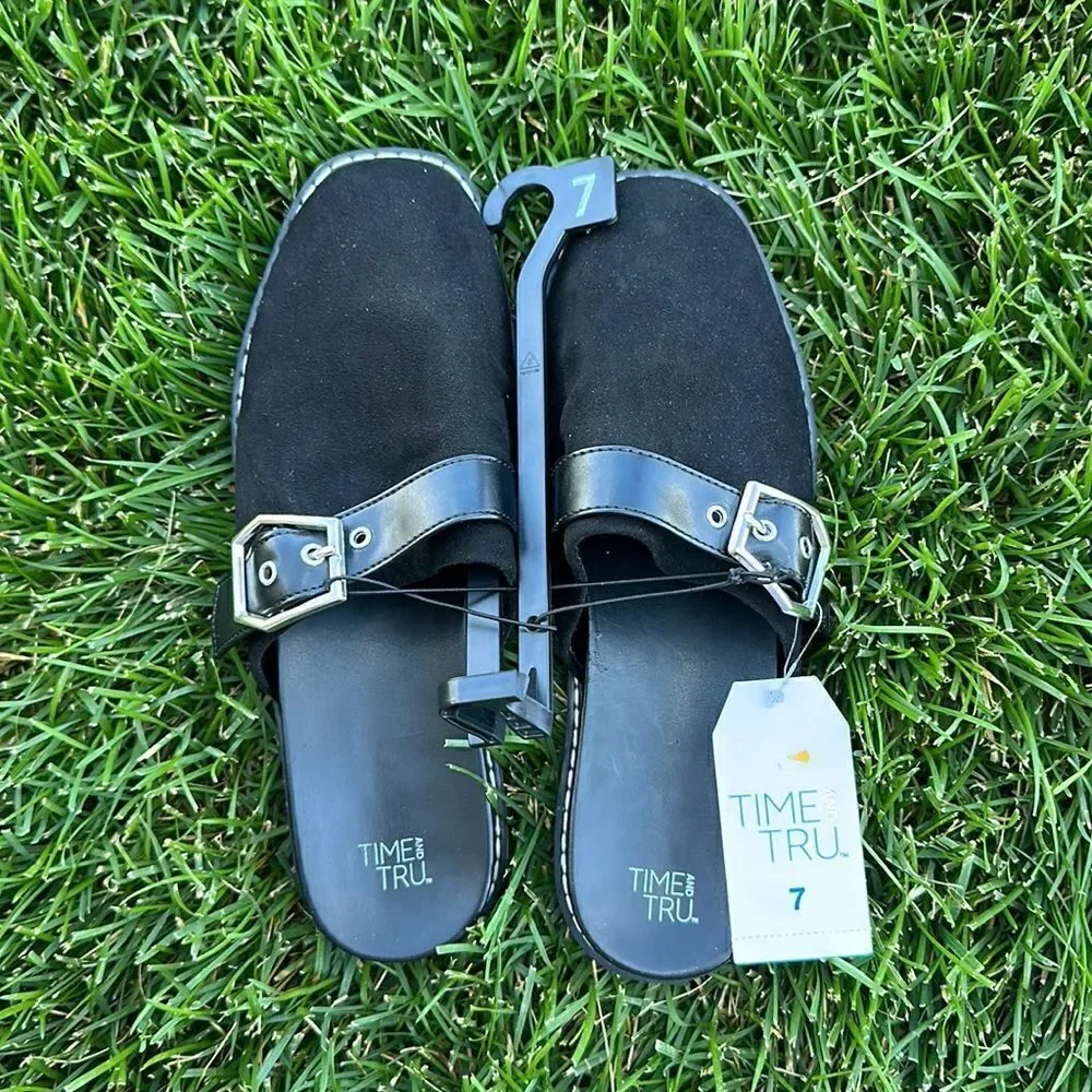 Time and Tru Women's Buckled Mule Slides size 7